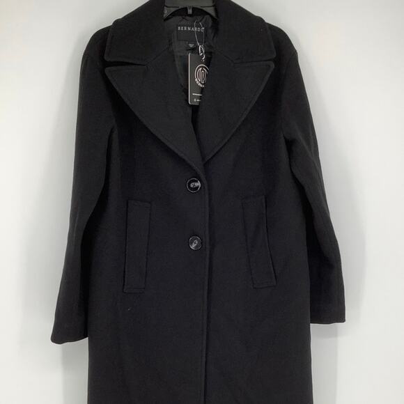 Bernardo Sz M Black Desk To Dinner Oversize Coat Wool Blend Button Front HR1-20 - Picture 6 of 12